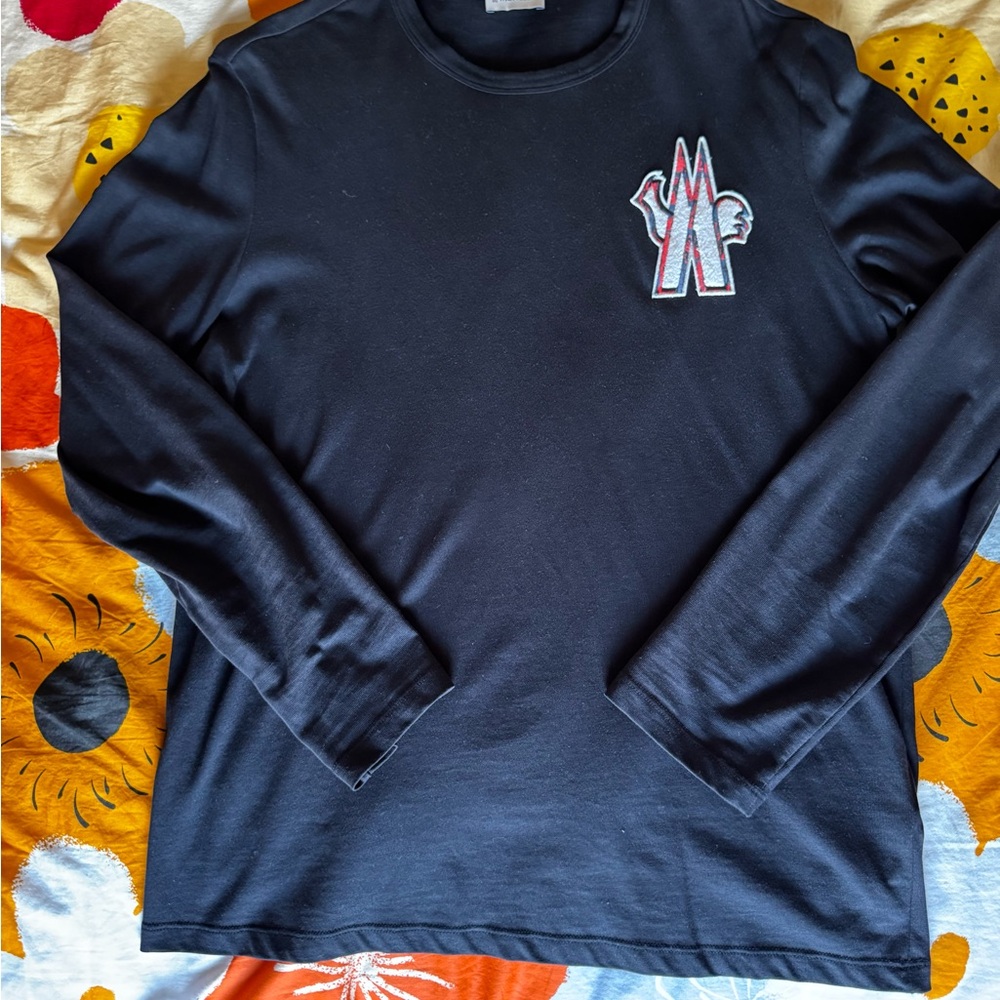Moncler Black Tee with Graphic Accent
